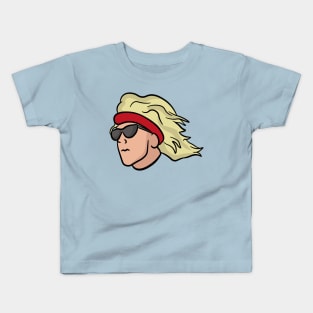 Cool surfer snowboarder dude with flowing long hair Kids T-Shirt